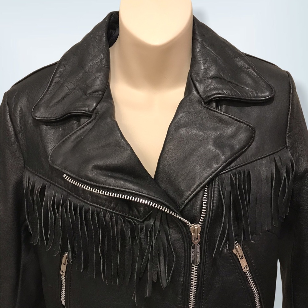 Leather Biker Moto Style Jacket with Fringe - 38. Fringe is in! Vintage quality!
